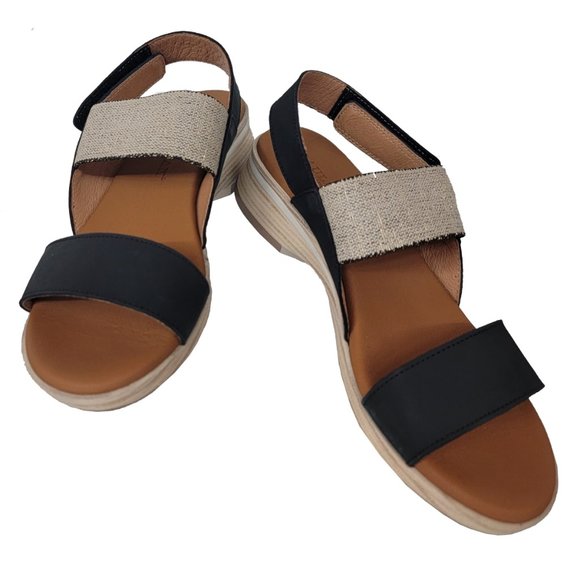 Paula Urban Nabuk Sandal Tan & Negro Black 4-8443 NIB - Picture 2 of 5